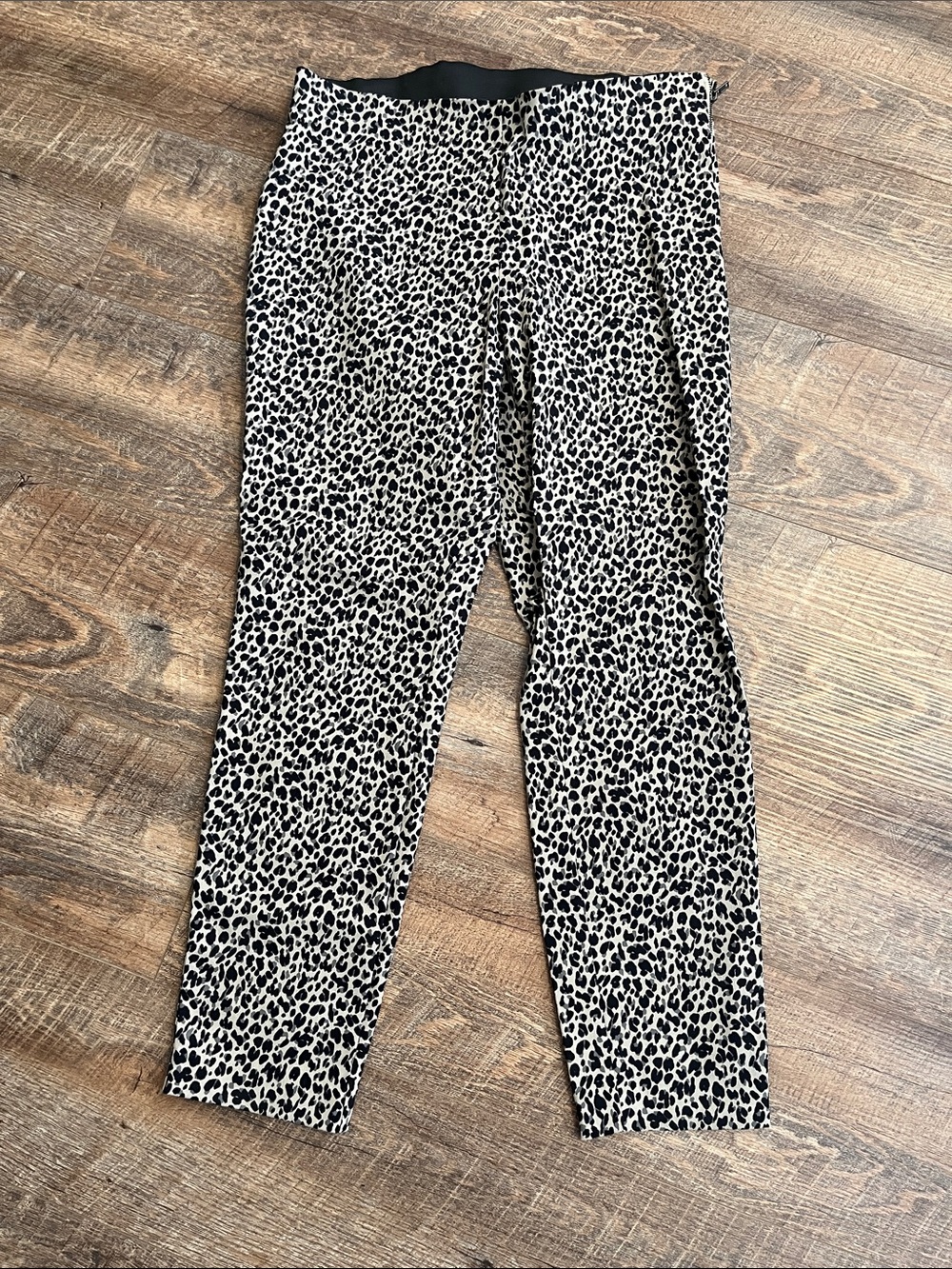 a new day Black & Cream Leopard Print Pull-On Ankle Pants